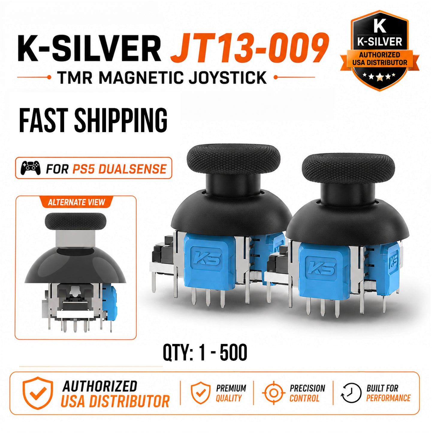 K-Silver JT13-009 TMR Joystick PS5 DualSense Adjustable Tension