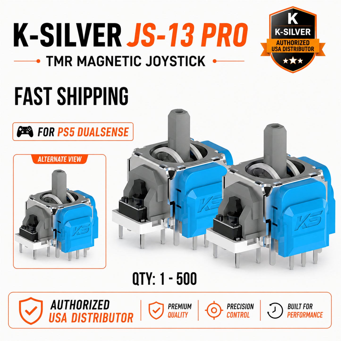 K-Silver JS13 PRO + TMR Magnetic Joystick – PS5 DualSense Replacement